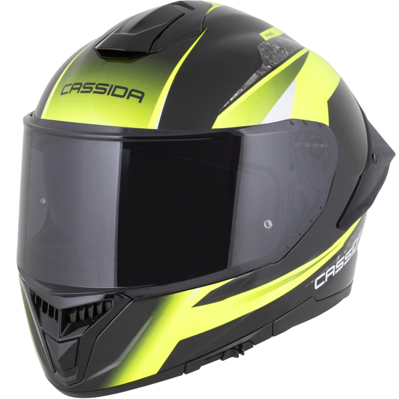 Cassida Integral GTS 2.1 Mega uždaras motociklo šalmas, juodas-fluorescencinis geltonas-baltas