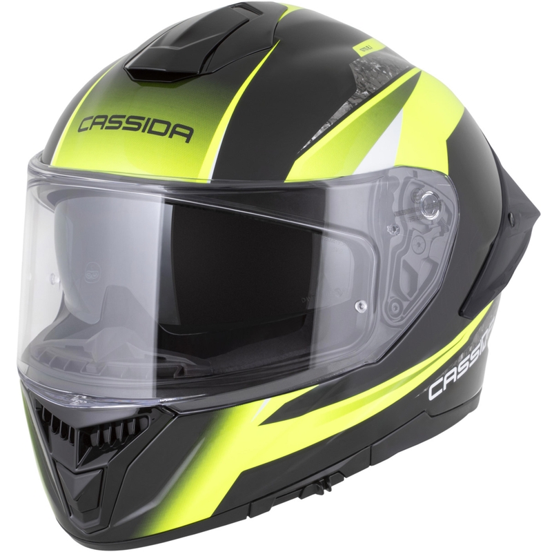 Cassida Integral GTS 2.1 Mega uždaras motociklo šalmas, juodas-fluorescencinis geltonas-baltas