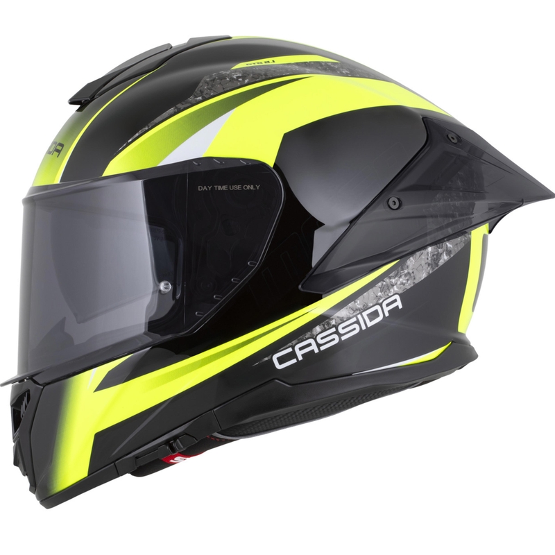 Cassida Integral GTS 2.1 Mega uždaras motociklo šalmas, juodas-fluorescencinis geltonas-baltas