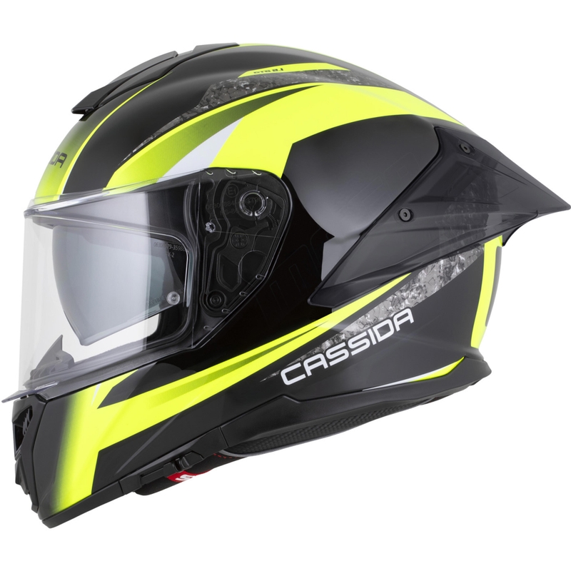 Cassida Integral GTS 2.1 Mega uždaras motociklo šalmas, juodas-fluorescencinis geltonas-baltas