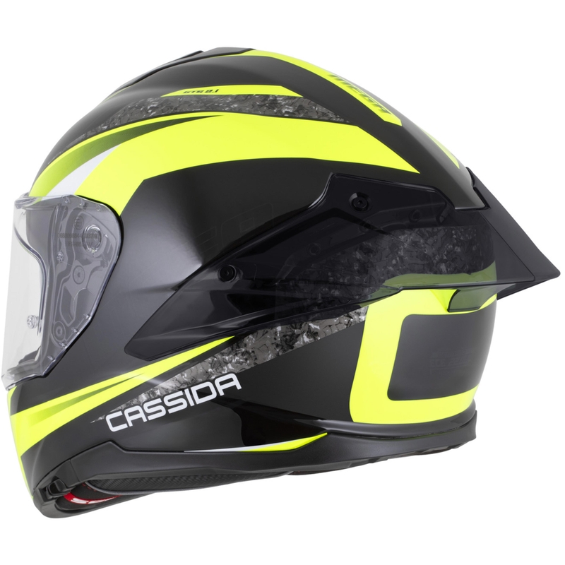 Cassida Integral GTS 2.1 Mega uždaras motociklo šalmas, juodas-fluorescencinis geltonas-baltas