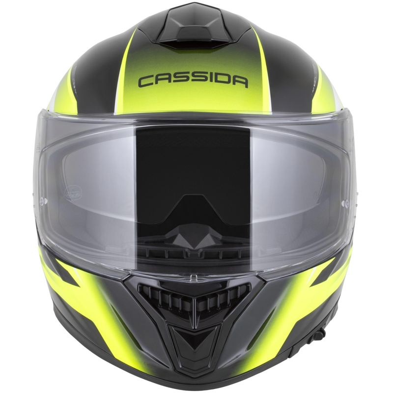 Cassida Integral GTS 2.1 Mega uždaras motociklo šalmas, juodas-fluorescencinis geltonas-baltas