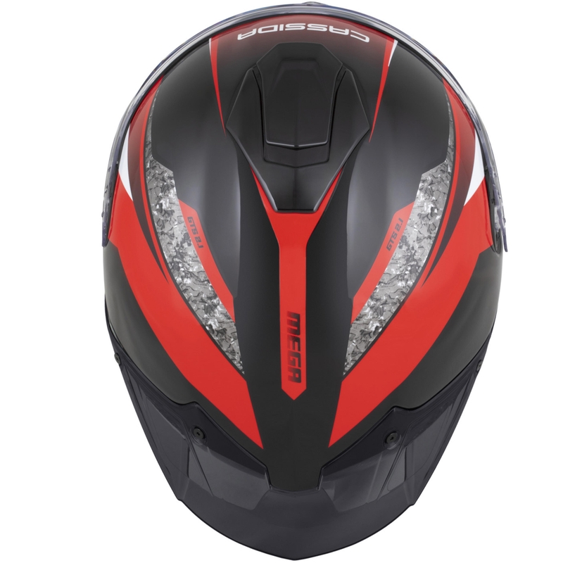 Cassida Integral GTS 2.1 Mega motociklo šalmas, juodas-raudonas-baltas