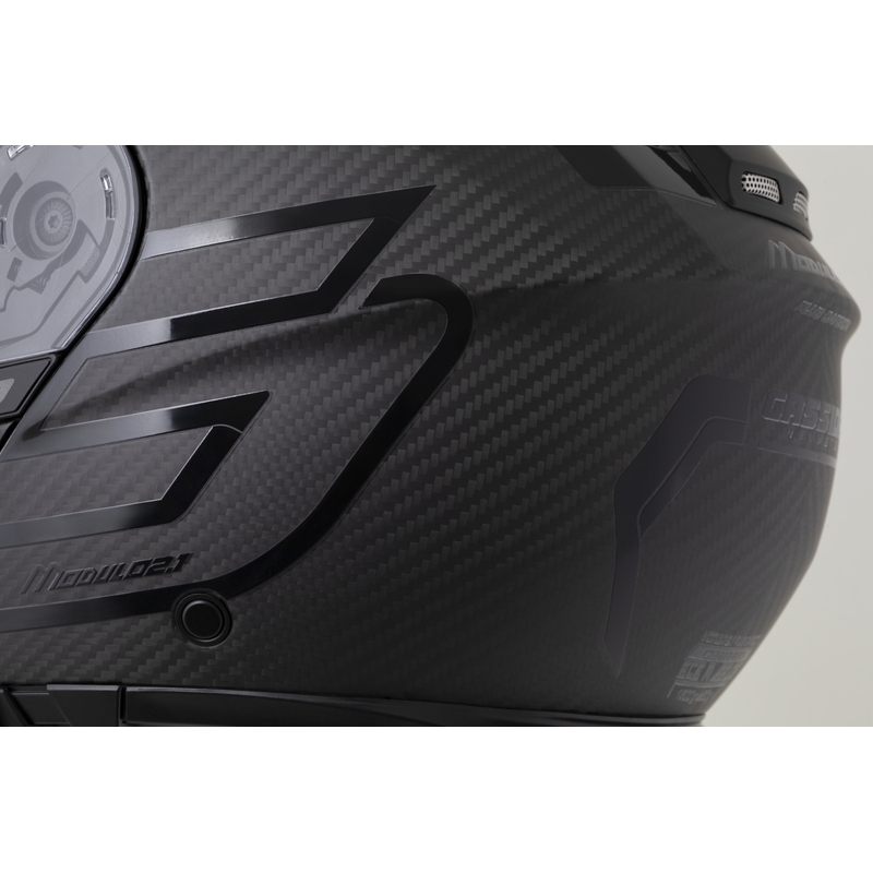 Atlenkiamas motociklo šalmas Cassida Modulo 2.1 Plus anglies pluošto, matinės juodos spalvos