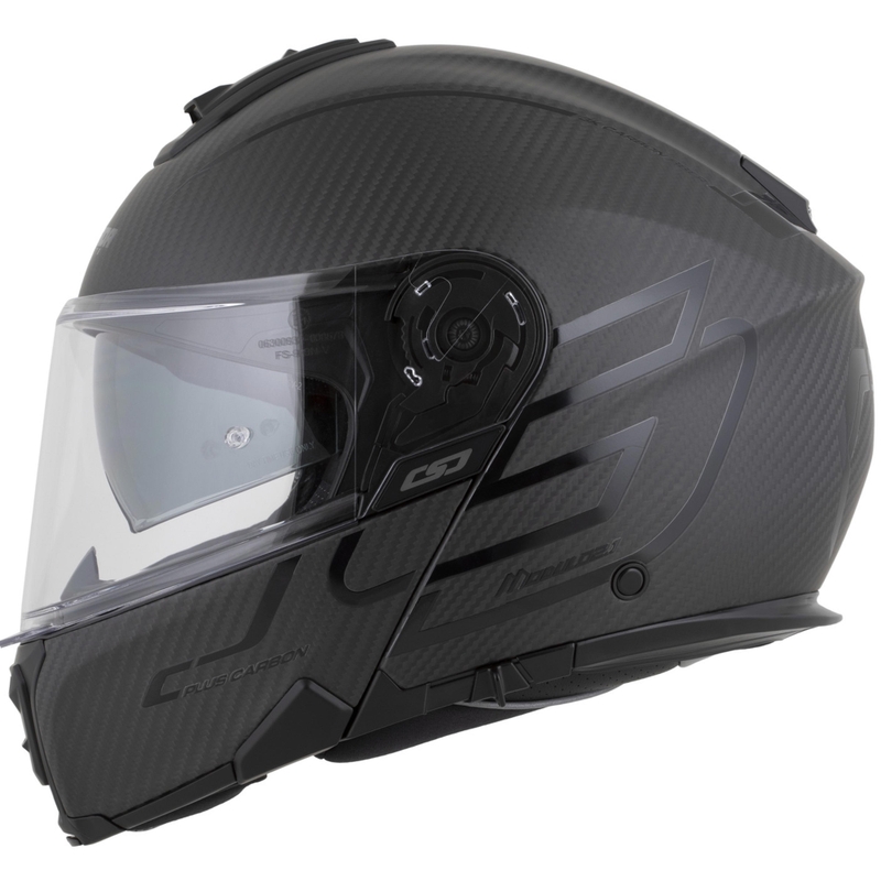 Atlenkiamas motociklo šalmas Cassida Modulo 2.1 Plus anglies pluošto, matinės juodos spalvos
