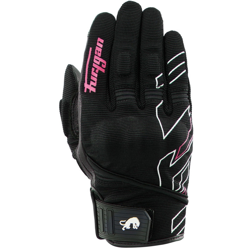 Furygan Jet Neon D3O® Evo moteriškos motociklo pirštinės juodos-baltos-rožinės