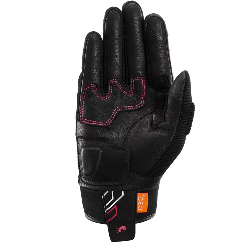 Furygan Jet Neon D3O® Evo moteriškos motociklo pirštinės juodos-baltos-rožinės