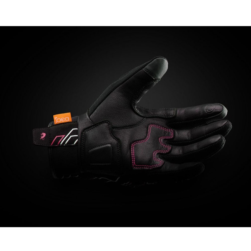 Furygan Jet Neon D3O® Evo moteriškos motociklo pirštinės juodos-baltos-rožinės