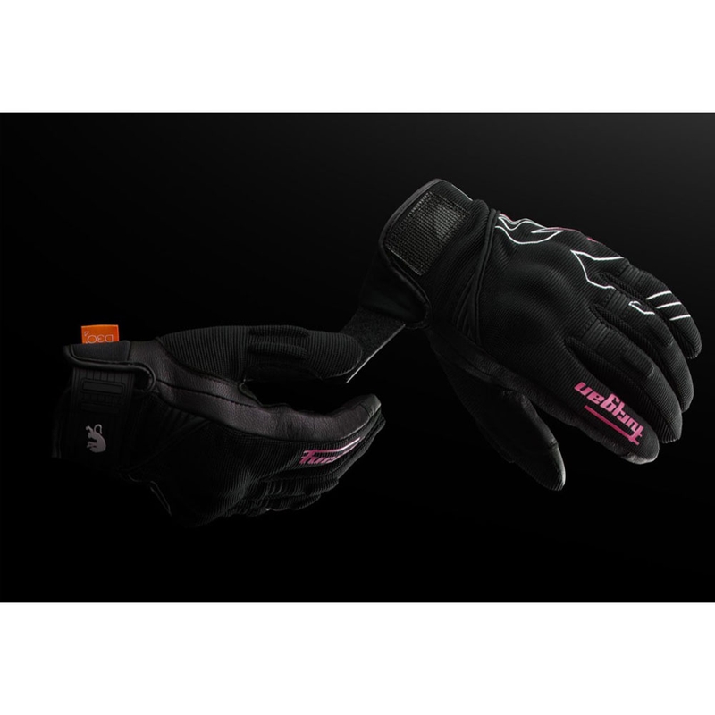 Furygan Jet Neon D3O® Evo moteriškos motociklo pirštinės juodos-baltos-rožinės