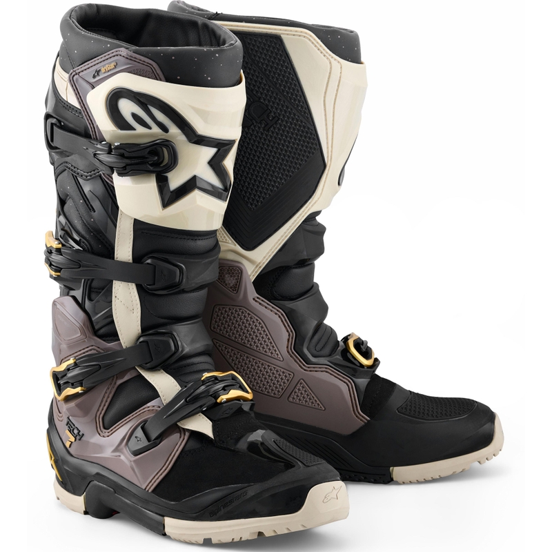 Alpinestars TECH 7 Enduro Drystar motociklo batai juodi-tamsiai pilki-auksiniai