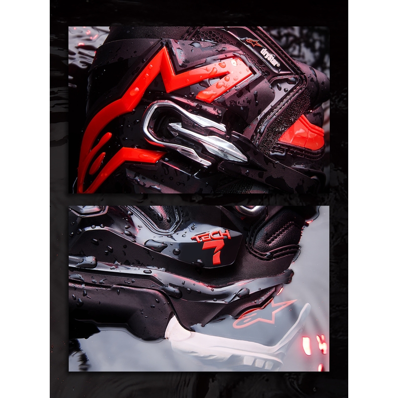 Alpinestars TECH 7 Enduro Drystar motociklo batai juodi-fluorescenciniai-raudoni-balti