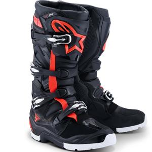 Alpinestars TECH 7 Enduro Drystar motociklo batai juodi-fluorescenciniai-raudoni-balti