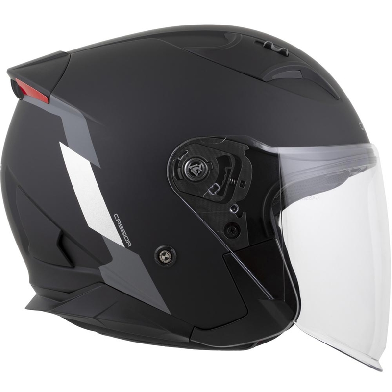 Cassida Reflex 2.0 Safety Open motociklo šalmas, matinės juodos-pilkos-atspindinčios sidabrinės spalvos