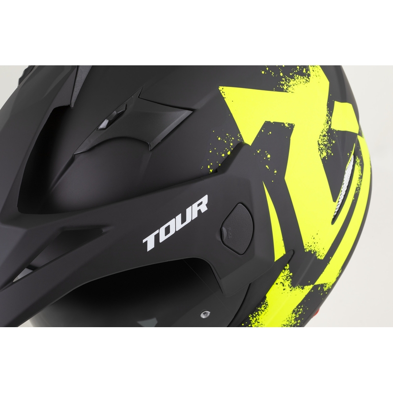 Enduro motociklo šalmas Cassida Tour 2.0 Crew matinės juodos-fluorescencinės geltonos spalvos