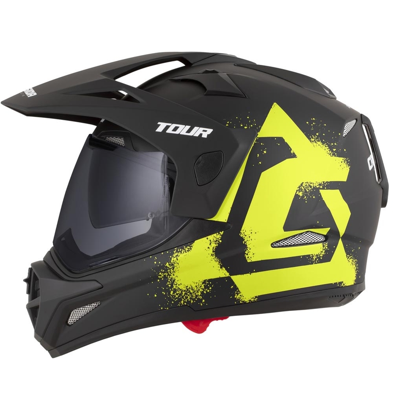 Enduro motociklo šalmas Cassida Tour 2.0 Crew matinės juodos-fluorescencinės geltonos spalvos