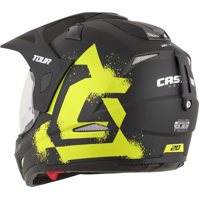 Enduro motociklo šalmas Cassida Tour 2.0 Crew matinės juodos-fluorescencinės geltonos spalvos