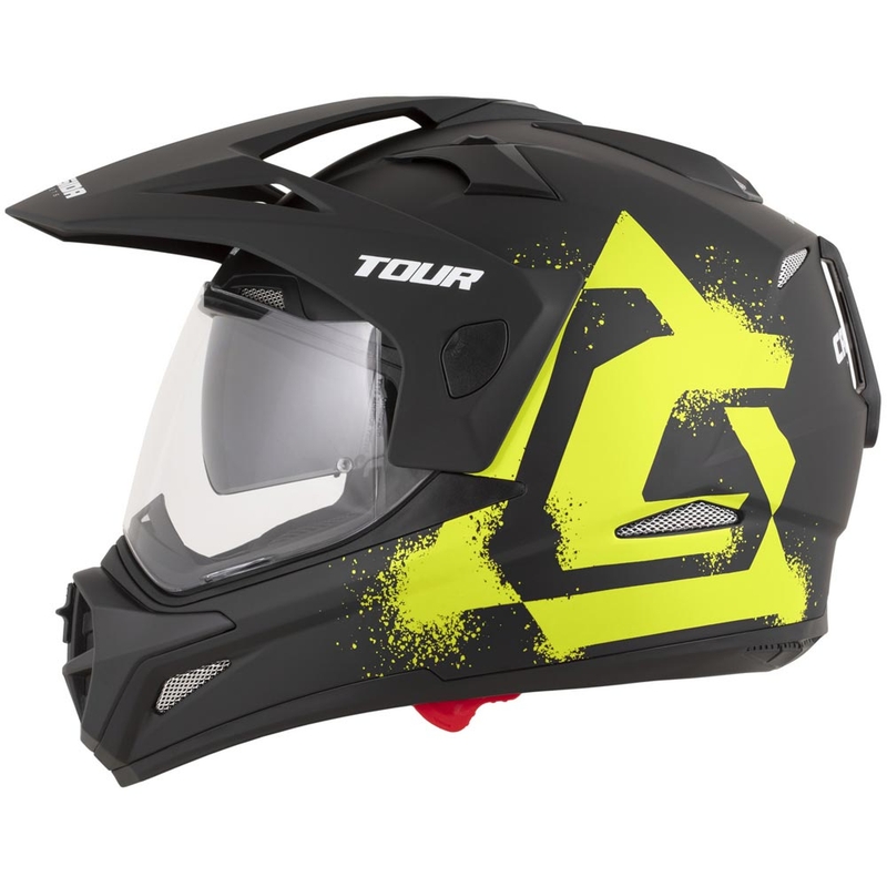 Enduro motociklo šalmas Cassida Tour 2.0 Crew matinės juodos-fluorescencinės geltonos spalvos