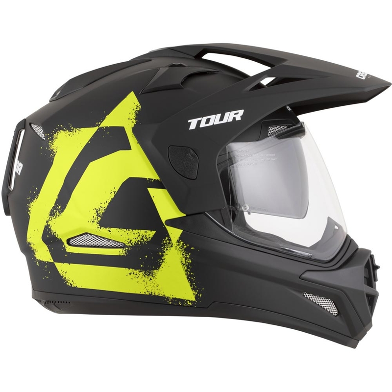 Enduro motociklo šalmas Cassida Tour 2.0 Crew matinės juodos-fluorescencinės geltonos spalvos