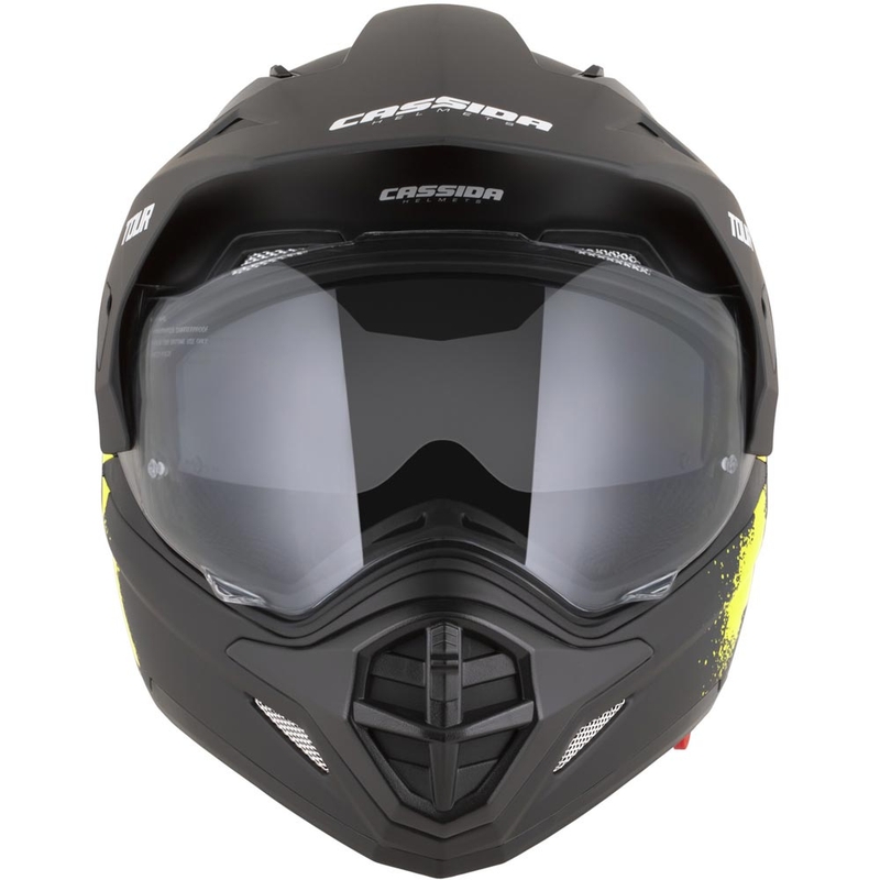 Enduro motociklo šalmas Cassida Tour 2.0 Crew matinės juodos-fluorescencinės geltonos spalvos