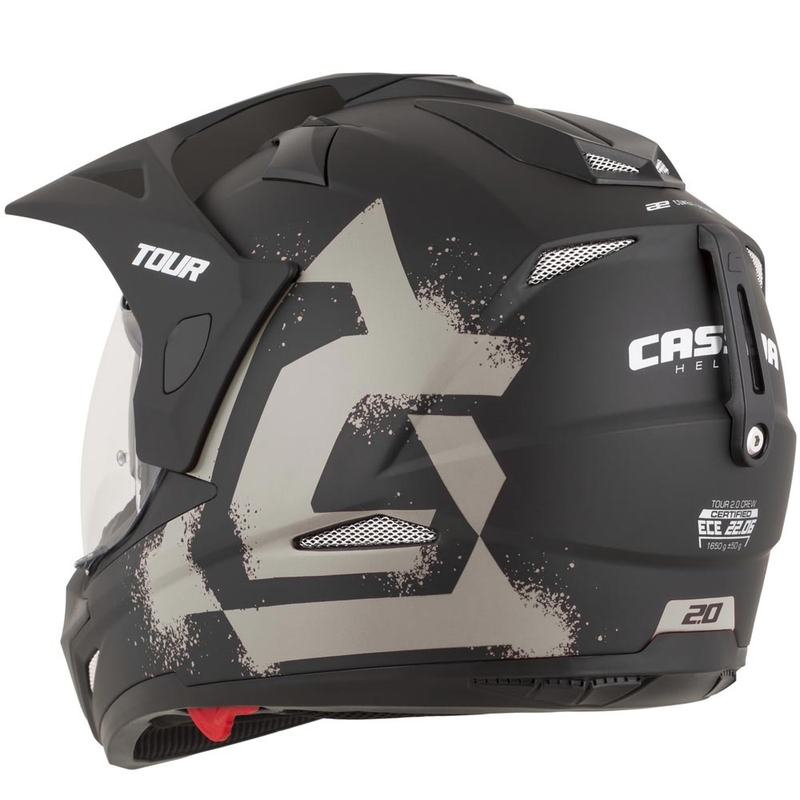 Enduro motociklo šalmas Cassida Tour 2.0 Crew matinės juodos-smėlio spalvos