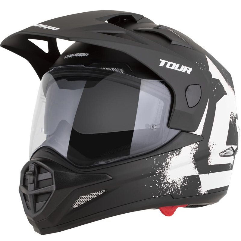 Enduro motociklo šalmas Cassida Tour 2.0 Crew matinė juoda-balta