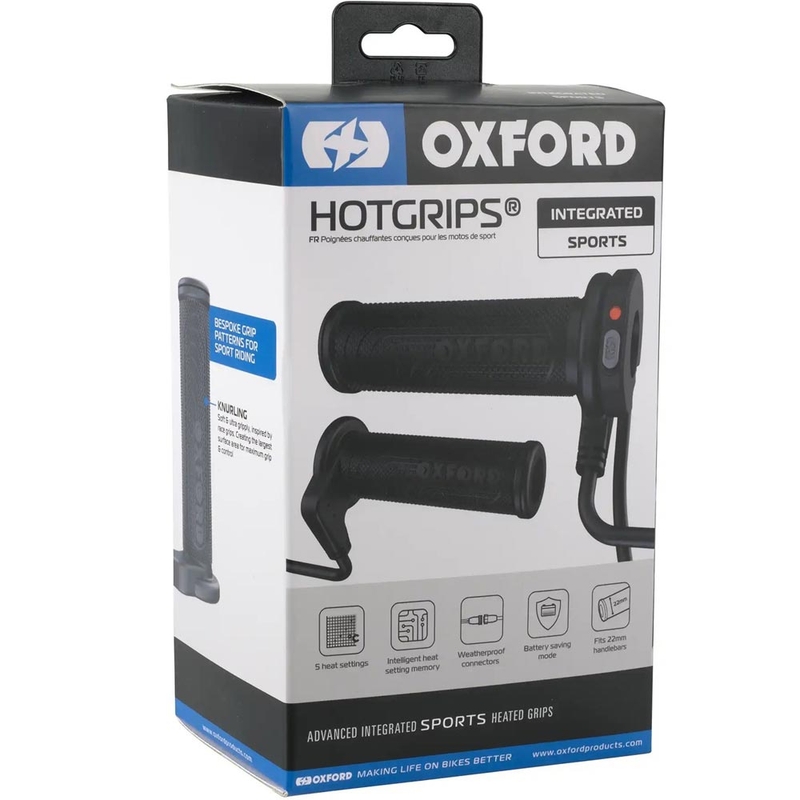 Šildomos rankenėlės „Oxford HotGrips Advanced Integrated Sport“, juodos