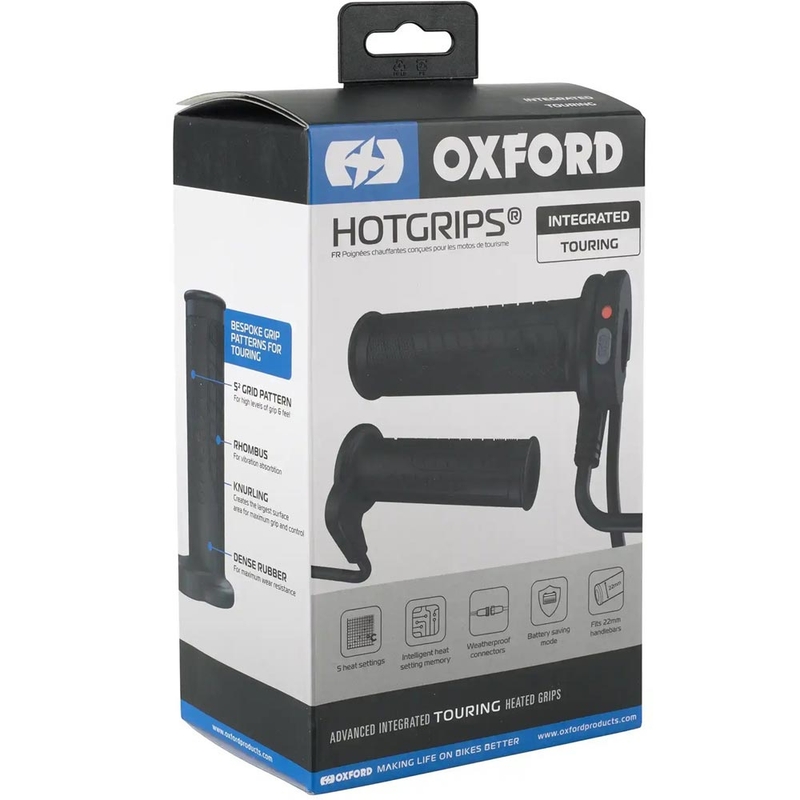 Šildomos rankenėlės Oxford HotGrips Advanced Integrated Touring, juodos