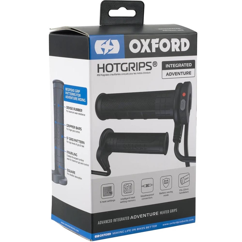 Šildomos rankenos Oxford HotGrips Advanced Integrated Adventure, juodos
