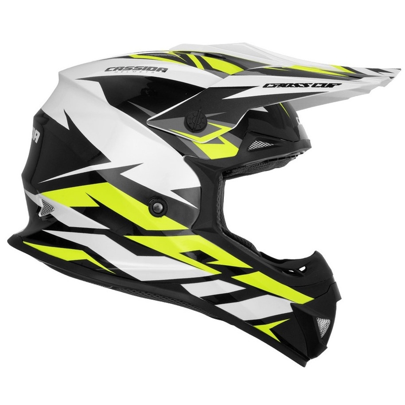 Motokrosová přilba Cassida Cross Cup Two černo-bílo-šedo-fluo žlutá