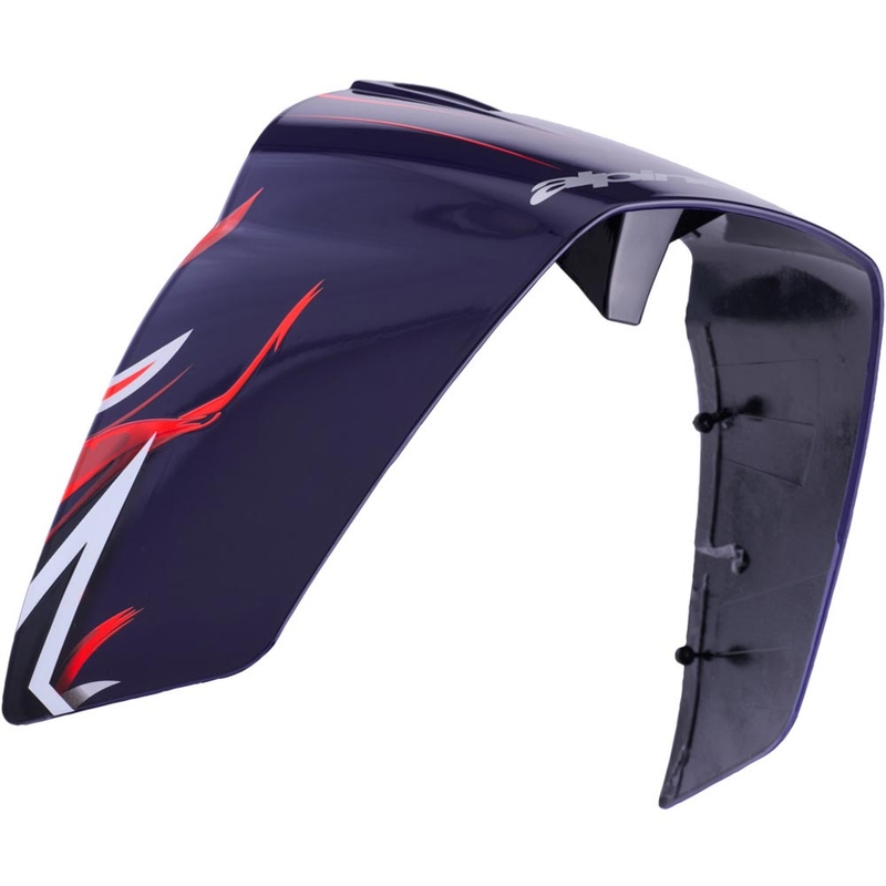 Aerodinaminis spoileris motociklo šalmams „Alpinestars Supertech R10 FLYTE“ lenktynių profilis matinės mėlynos-raudonos-baltos spalvos