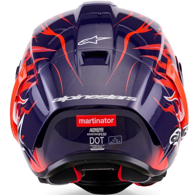 „Alpinestars Supertech R-10 Flyte“ uždaras motociklo šalmas, riboto leidimo, Jorge Martin, violetinė-raudona