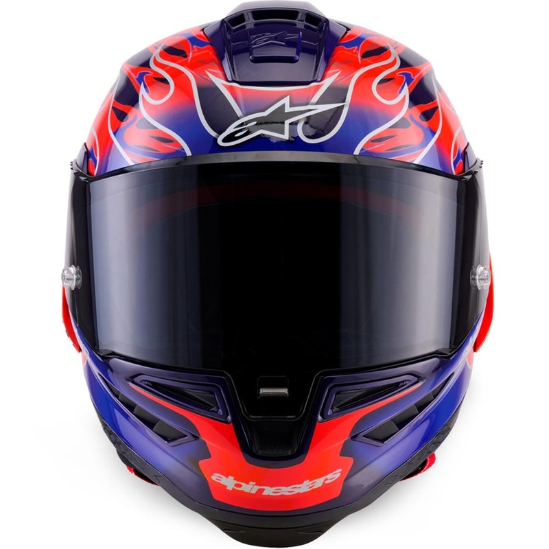 „Alpinestars Supertech R-10 Flyte“ uždaras motociklo šalmas, riboto leidimo, Jorge Martin, violetinė-raudona