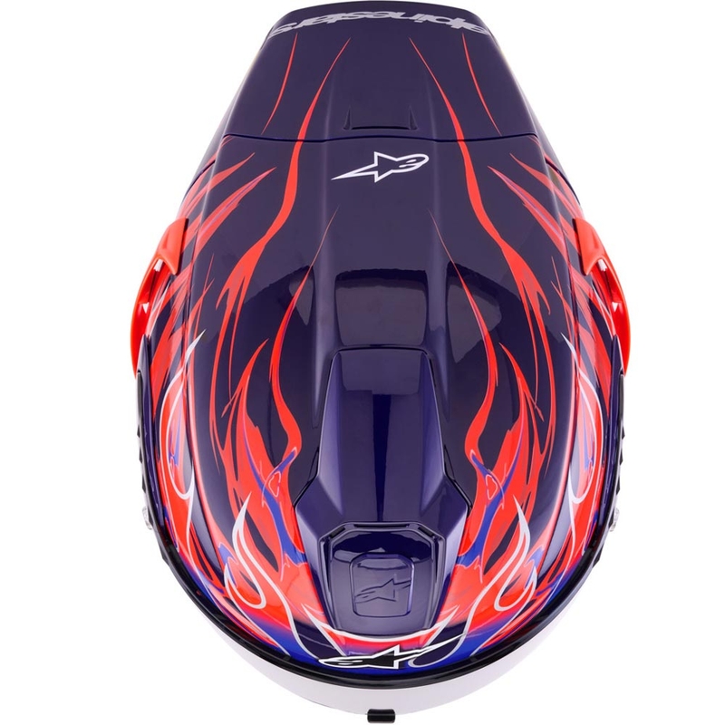„Alpinestars Supertech R-10 Flyte“ uždaras motociklo šalmas, riboto leidimo, Jorge Martin, violetinė-raudona
