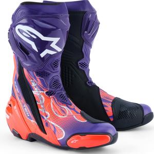„Alpinestars Supertech R Vented Flyte“ motociklo batai, riboto leidimo, Jorge Martin violetiniai-raudoni-juodi
