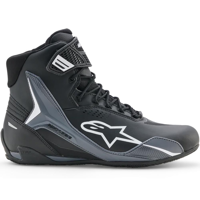Alpinestars Faster-4 Drystar motociklo batai juodi-tamsiai pilki-balti