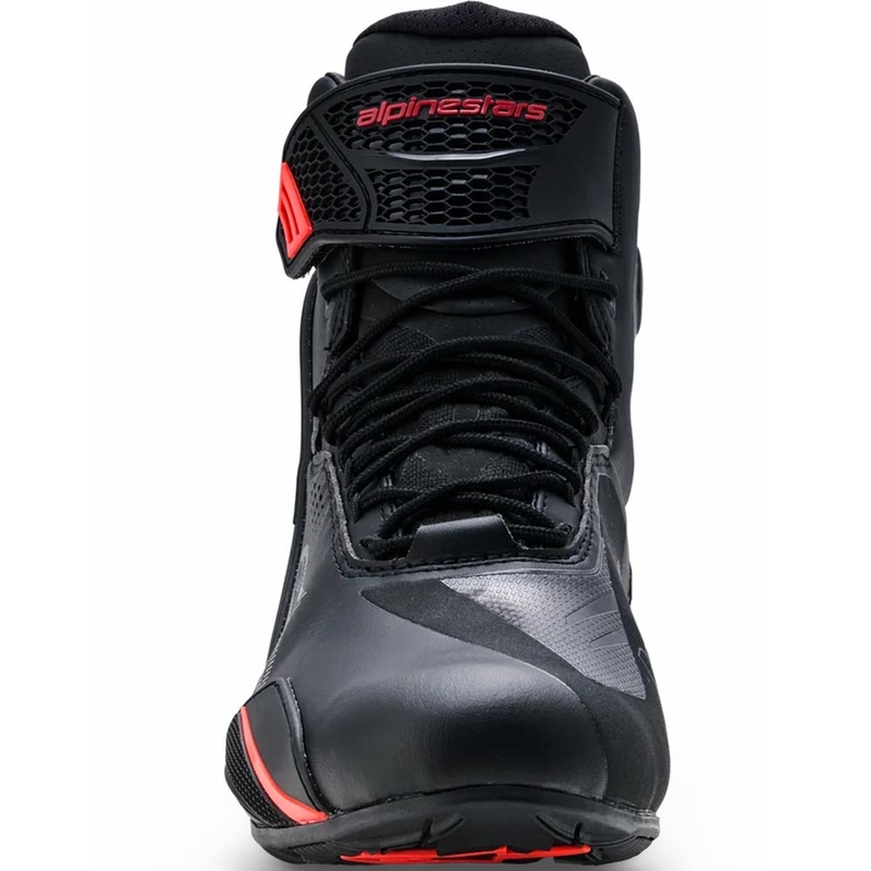 Alpinestars Faster-4 Drystar motociklo batai juodi-fluorescenciniai raudoni