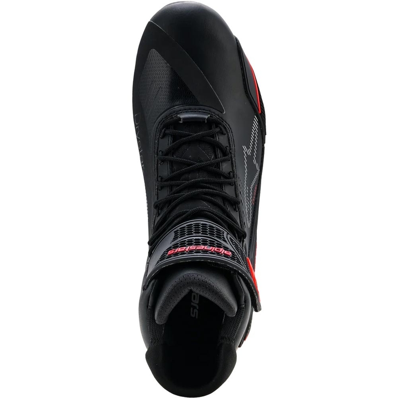 Alpinestars Faster-4 Drystar motociklo batai juodi-fluorescenciniai raudoni