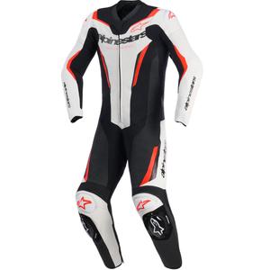 Alpinestars GP Force V2 dviejų dalių odinis kostiumas juoda-balta-fluorescencinė raudona