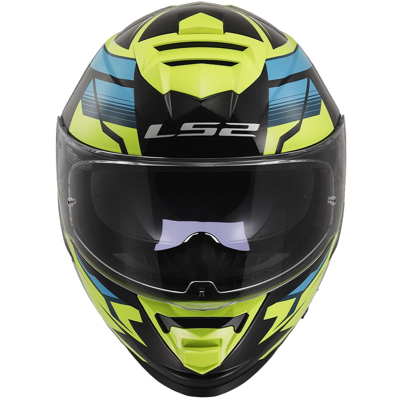 LS2 FF800 Storm II Tracker juodas-fluo geltonas integralus motociklininko šalmas