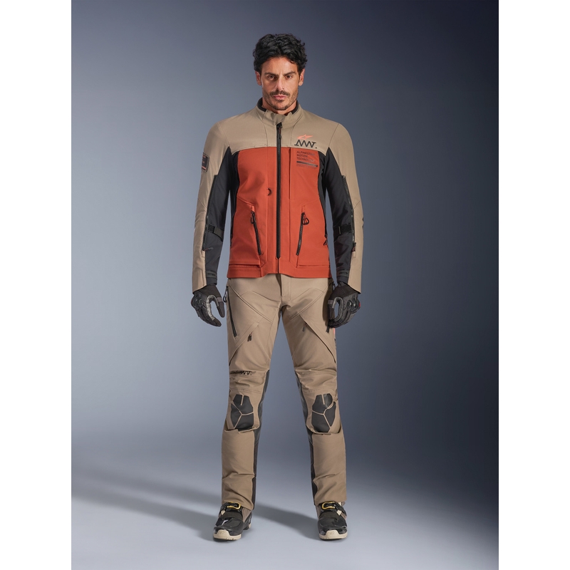 Alpinestars AMT-8 Stretch Drystar XF motociklo striukė ruda-oranžinė-juoda