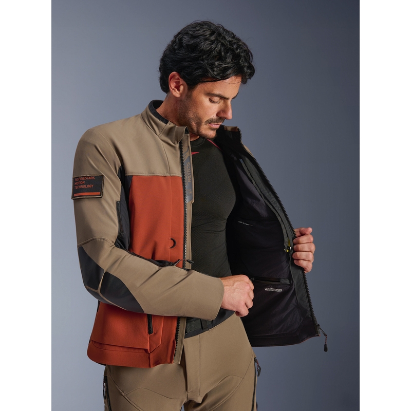 Alpinestars AMT-8 Stretch Drystar XF motociklo striukė ruda-oranžinė-juoda