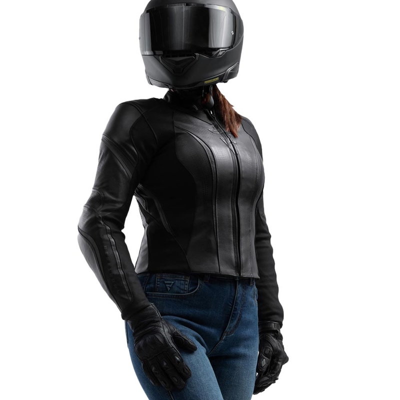Moteriška odinė motociklo striukė Rebelhorn Diva ST juoda