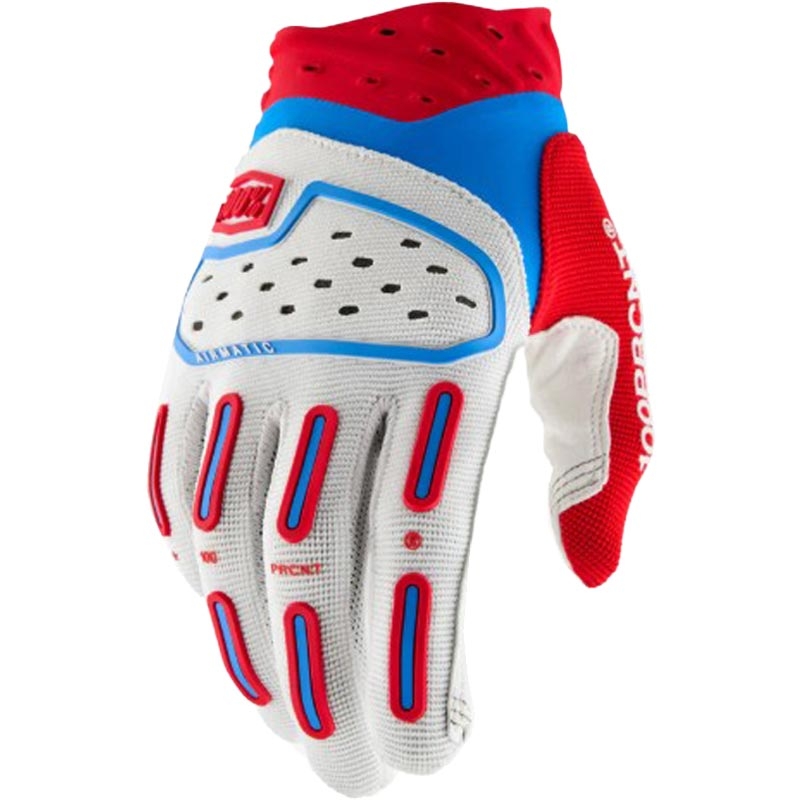 Motokroso pirštinės 100% Airmatic 2 raudonos-baltos-mėlynos