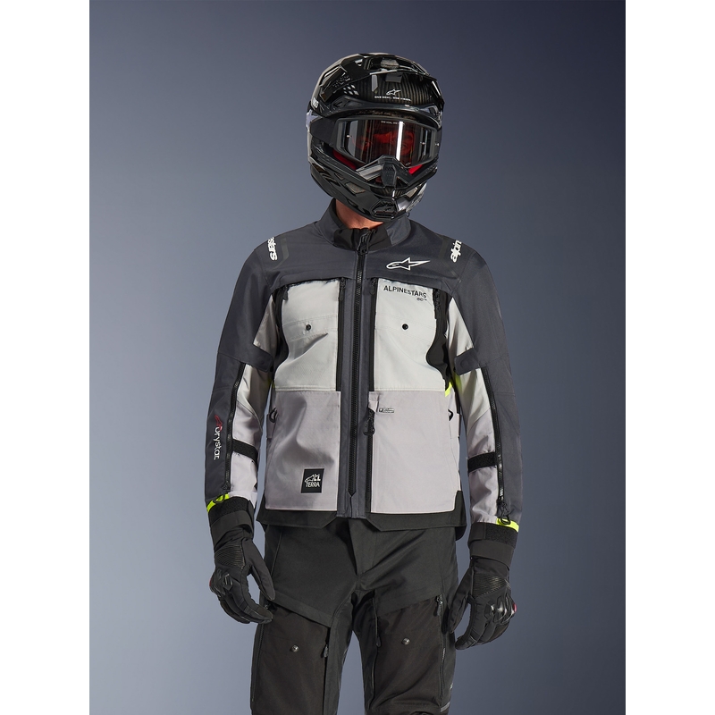 „Alpinestars Cusco Drystar“ motociklo striukė šviesiai pilka-šviesiai mėlyna-tamsiai mėlyna