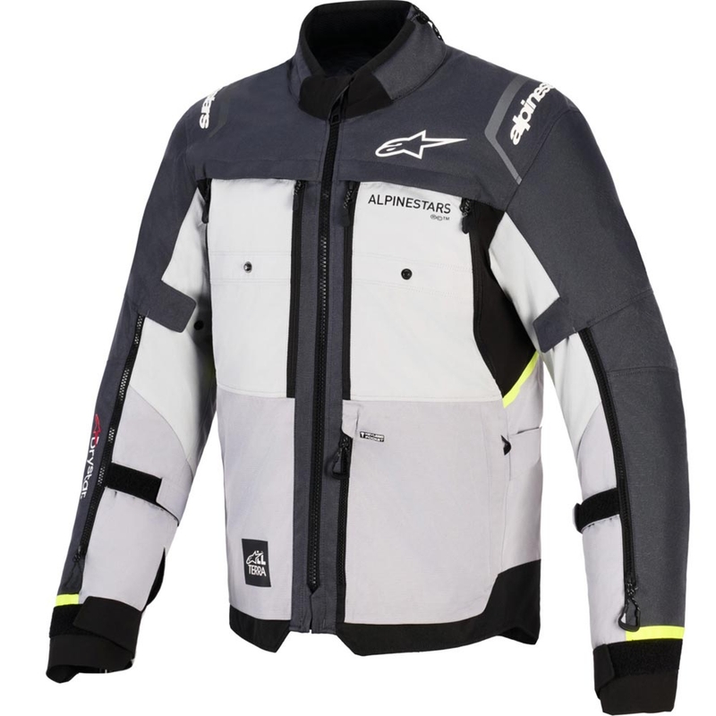 „Alpinestars Cusco Drystar“ motociklo striukė šviesiai pilka-šviesiai mėlyna-tamsiai mėlyna