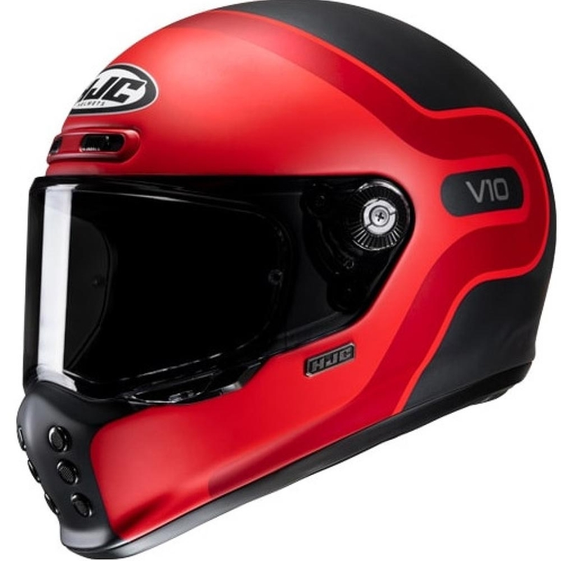 Uždaras motociklo šalmas HJC V10 Grape MC1SF juodas-raudonas