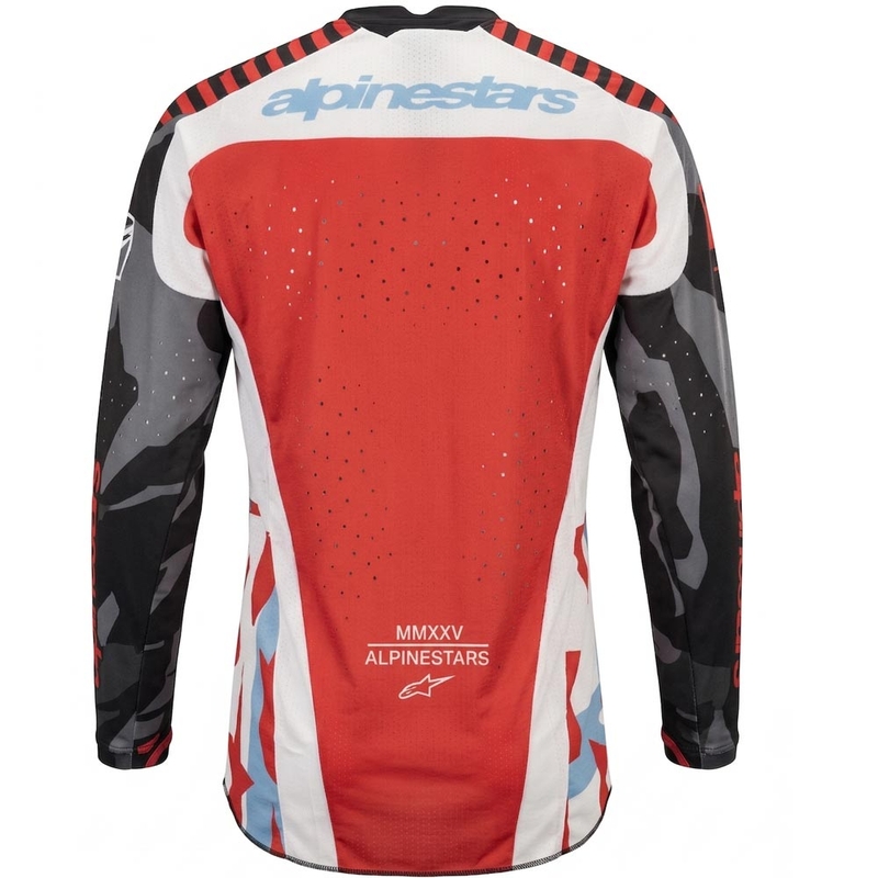 „Alpinestars Techstar“ riboto leidimo „Beast Coast“ motokroso marškinėliai pilki-juodi-oranžiniai