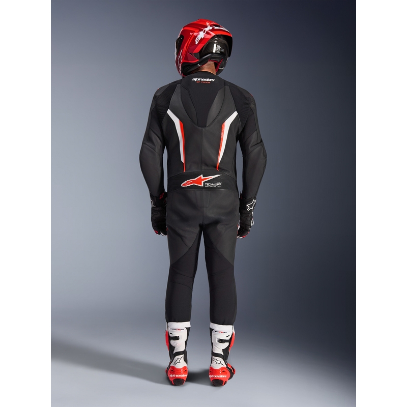 Alpinestars GP FORCE V2 vientisas motociklo kostiumas juodas-baltas-fluorescencinis raudonas