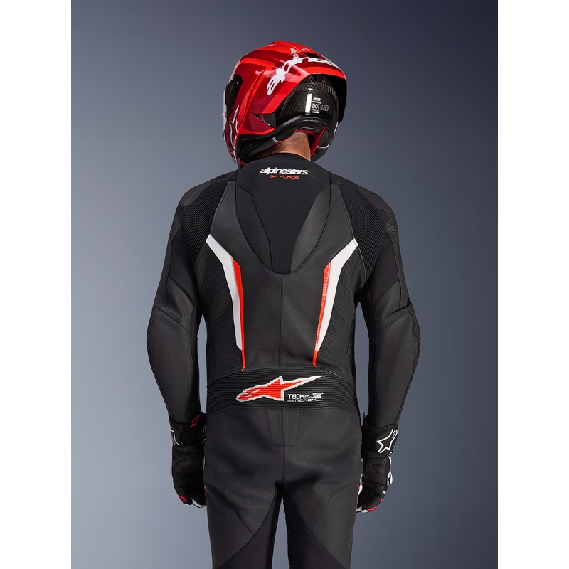 Alpinestars GP FORCE V2 vientisas motociklo kostiumas juodas-baltas-fluorescencinis raudonas