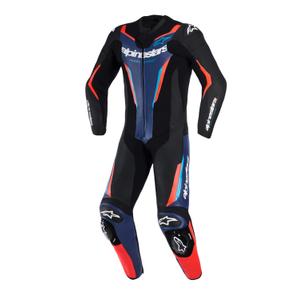 Alpinestars GP FORCE V2 vientisas motociklo kostiumas juodas-mėlynas-fluorescencinis raudonas-